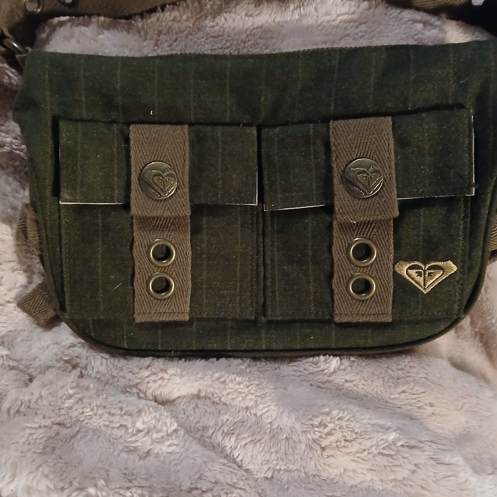 Womens Roxy Olive Green Canvas Messenger Bag